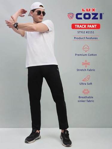 Image of Lux Cozi Solid Regular Fit Cotton Track Pant for Men |Track Pants for Running, Gym, Sports, and Casual Wear