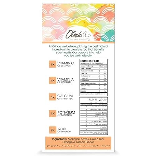 Olinda Moringa Citrus Green Tea With Moringa Leaves, Orange, And Lemon Pieces | Caffeine-Free Tea Bags, Brew Hot Or Cold, 28 Tea Bags - Pack Of 1 #TOP1