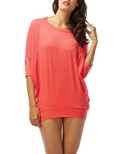 Coco Reef Women's Chiffon Combo Cover-Up (Coral, S/M)