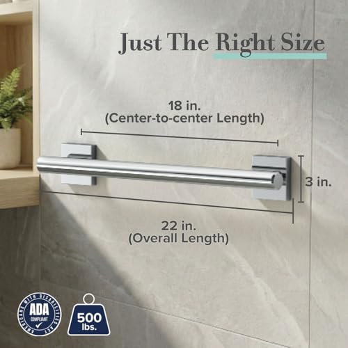 Image of Gatco 942 Elevate 18 inch L Grab Bar, Chrome /ADA Compliant Stainless Steel Safety Grab Bar for Bathroom