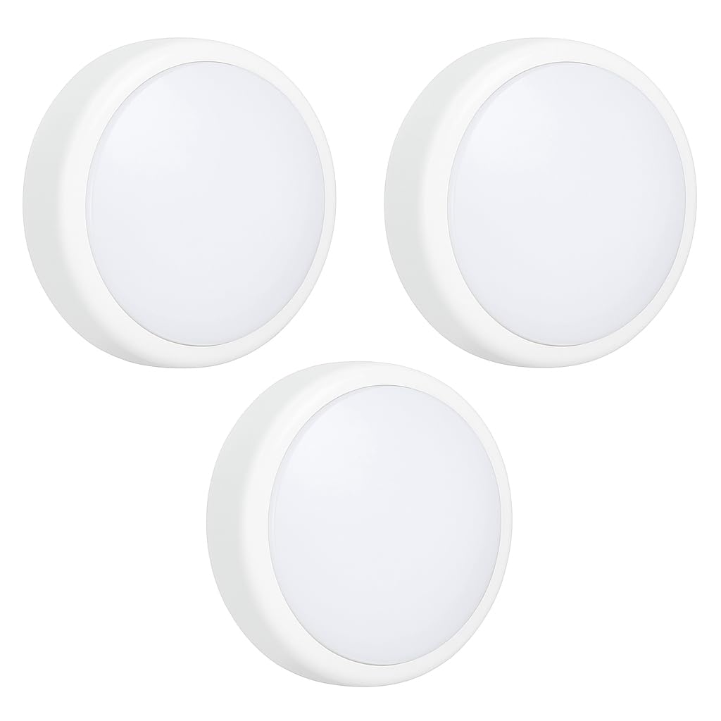 Marco Paul 3 Pack LED Push Lights - Battery Operated Cupboard & Wardrobe Light - Push Button LED Under Cabinet Kitchen Light - Cordless Stick-On Wall Lights โ image 1