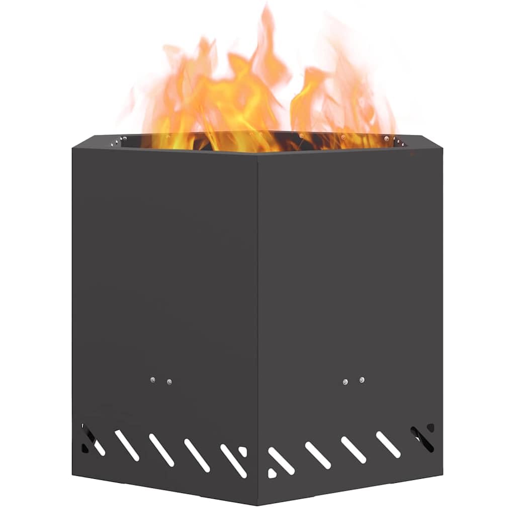 Rauchfreier Feuerkorb Schwarz aus Stahl 58 x 58 x 51 cm, Outdoor Garten Terrasse Kaminofen für gemütliche Wärme und stilvolle Flammen, ideal für Terrasse und Innenhof Ambiente