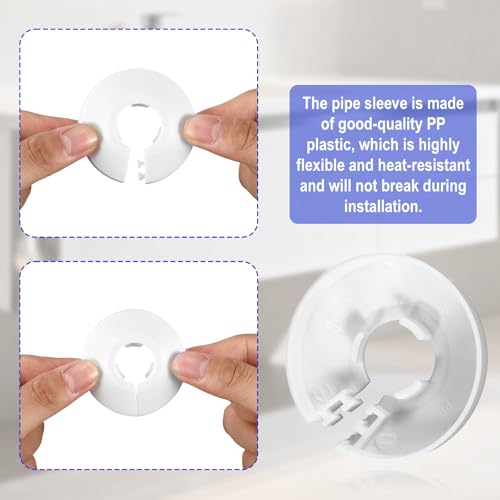 4pcs Flange Water Pipe Cover, 1/2 Inch/1.27cm Plumbing Cover Plates PP Faucet Escutcheons Wall Split Flange Decoration Plumbing Trim Fittings for Bathroom Toilet Kitchen (White)