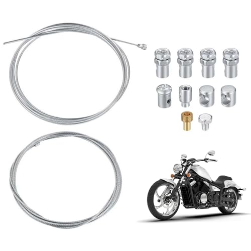 2 Metros Cable de Embrague para Moto,Cables de Freno con 9 Tornillos de Fijación,Cable Embrague Moto,Cable de Freno,Cable Freno Bicicleta,Kit de Reparación de Cable Universal para Moto,Bicicletas