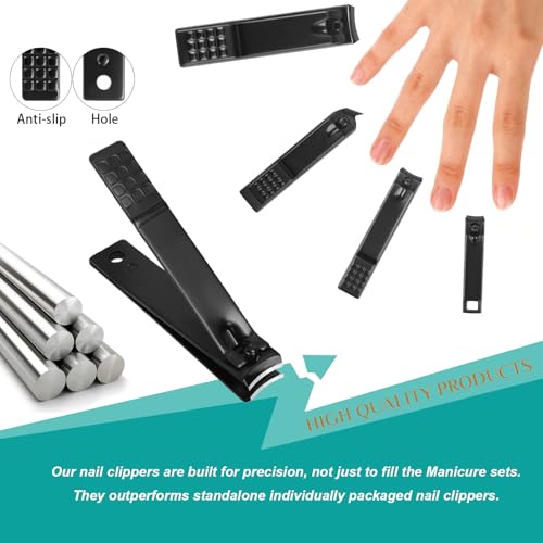 Image of 26Pcs Manicure Nail Clipper Set for Men Women Gift, Black Case