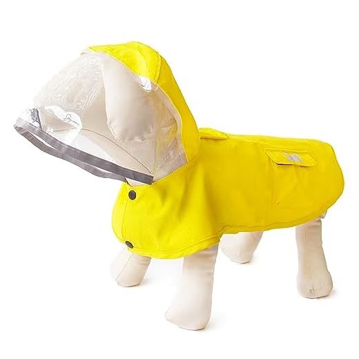 Dog Waterproof Raincoat with Poncho Hoodie, High Reflective Adjustable Yellow Pet Rain Jacket with Leash Hole for Small Medium and Large Dogs (Yellow, X-Small)