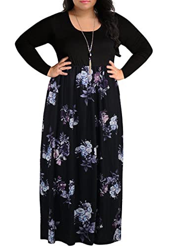 Image of Nemidor Women Plus Size Casual Maxi Dress Long Fall Pockets