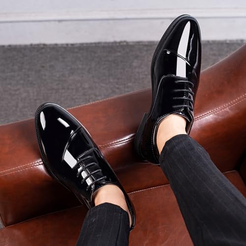 ZUAUOOT Men's Patent Leather Tuxedo Dress Shoes Classic Lace-up Formal Business Oxford Wedding Shoes Black 41 by ZUAUOOT - Used condition - Image 6
