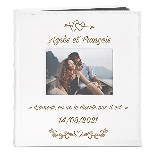 Maverton Album Photo Scrapbooking 33x30 cm en cuir blanc avec