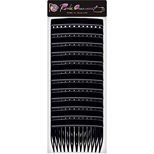 Rc Roche Ornament 12 Pcs Womens Girls Classic Side Slide Comb Premium Hair Accessory Pin Wide Teeth Solid Plastic Combs Bridal Pins Beauty Fashion Accessories, Medium Black #TOP4