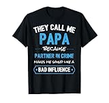 Funny Grandpa Shirts, Papa Partner In Crime Dad T-Shirt