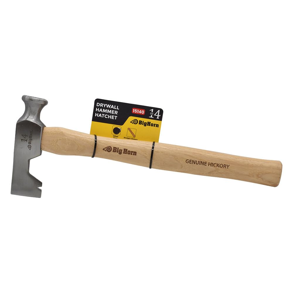 Big Horn 15140 - Hacha para paneles de yeso de 14 onzas con cara de impacto fresada y mango de nogal