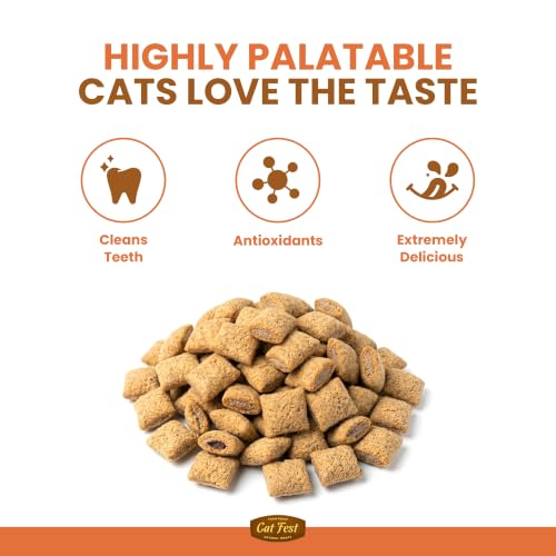 Image of BarkButler x Catfest Crunchy Pillows Treats for Cats | Crab, Salmon & Shrimp | 2-in-1 Crunchy Shell & Creamy Filling | 0% Artificial Colours & Preservatives | Cat & Kitten Treats | 30g x 3