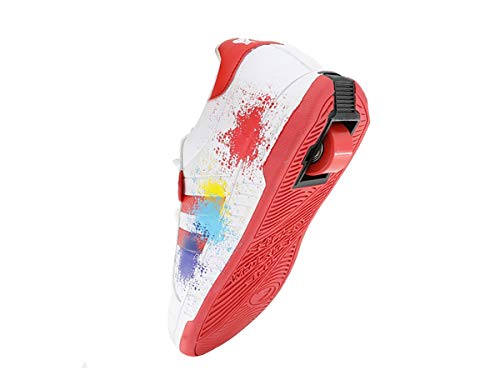 Beppi Roller Sneakers for Girls & Boys –Skate Shoes with Wheels White/Red, Size 4