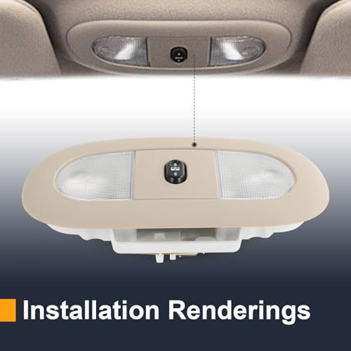 Image of LED Overhead Console Dome Map Light Interior Lamp Roof Reading Light, Beige | Compatible with 2008-2010 Ford F-250 F-350 F-450 F-550 Super Duty Replace# 8C3Z-25519A70-AA, 4L3Z-13783-AA