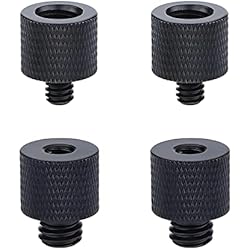 Tripode De Aluminio Para Camara Lamkrtlp Adaptador de Rosca de 4 Piezas de 3/8´´ a 1/4´´ y 1/4´´ a 3/8´´, Adaptador de Tornillo de trípode Hecho de aleación de Aluminio para trípode, trípode de cámara, Soporte de micrófono, Negra
