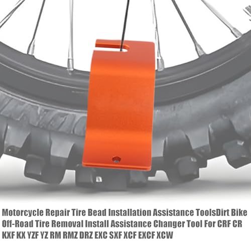 Image of Motorcycle Repair Tire Bead Installation Assistance Tools,Dirt Bike Off-Road Tire Removal Install Assistance Changer Tool for CRF CR KXF KX YZF YZ RM RMZ DRZ EXC SXF XCF EXCF XCW(Orange)