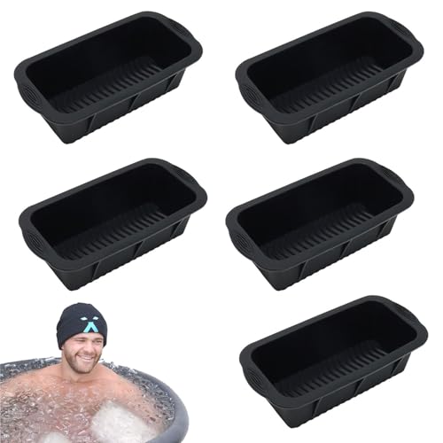 Image of YINOWON Extra Large Ice Block Mold for Ice Bath, 5Pcs Black Ice Bath Ice Mold for Cold Plunge or Coolers, Large Silicone Ice Molds for Ice Bath Cooler Accessories