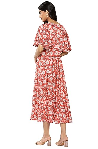 Image of Janasya Women's Crepe Digital Printed FLA Dress