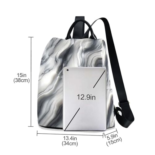 Mochila antirrobo con rayas de mármol: protección y estilo con pompón 3