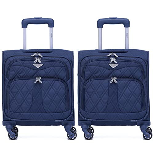 Flight Knight Set of 2 Lightweight 4 Wheel 800D Soft Case Quilted Suitcase Cabin Carry On Hand Luggage Approved for easyJet Maximium Size Free Carry On