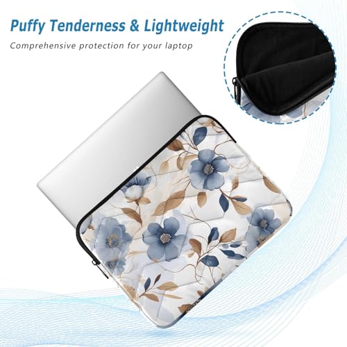 Funda para laptop 13-14 pulgadas azul con flores y hojas miniatura 5