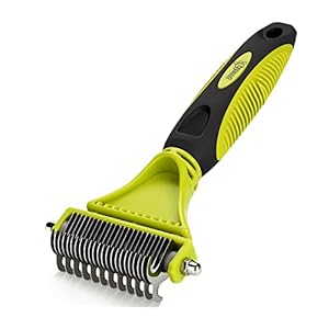 Pecute Dog Brush, Cat Brush for Grooming, Double Sided Blade Dog Rake, Dog Under Coat Rake Removes Loose Undercoat, Knots, Mats, Dog Grooming Kits, Dog Hair Brush
