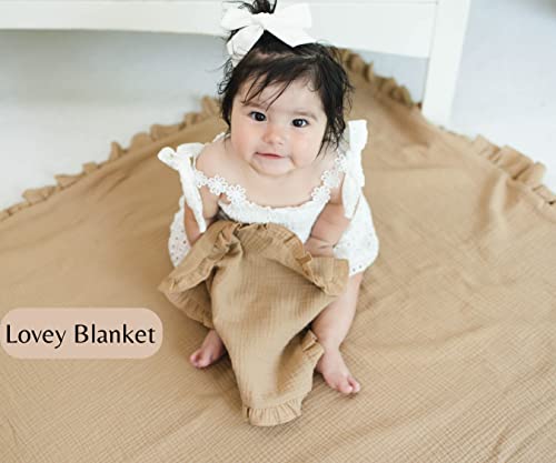 Leyl&Ari Baby Girl Newborn Essentials | Baby Girl Gift | Ruffle Muslin Burp Rags (Dusty Rose & Sand Set)4