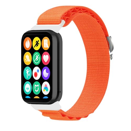 Lonkenn Nylon Correa Compatible con Xiaomi Redmi Watch 5/Redmi Watch 4/Smart Band 9 Pro/Smart Band 8 Pro, Correa Relojde Nylon, Ajustables Correas de Repuesto Deportiva - Naranja