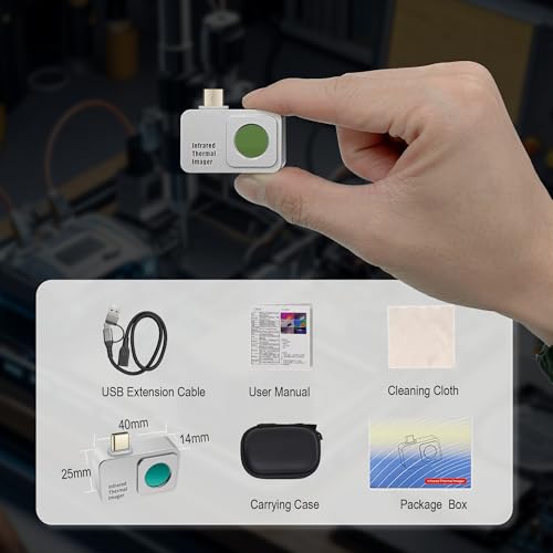 Tzone Thermal Camera Android Thermal Imaging Camera 256 x 192 IR Resolution Infrared Camera, Thermal Imager for Android Measure -15℃ to 600℃ with 25Hz Rate for Home Inspection, HVAC, Leak Detector