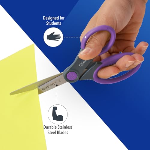 Westcott 12-Pack 6” Kids Scissors Scissors for Students Ages 8+, for School and Craft Projects, Back to School Supplies for Big Kids, Soft-Touch Handles in Assorted Colors. by Westcott - Image 3