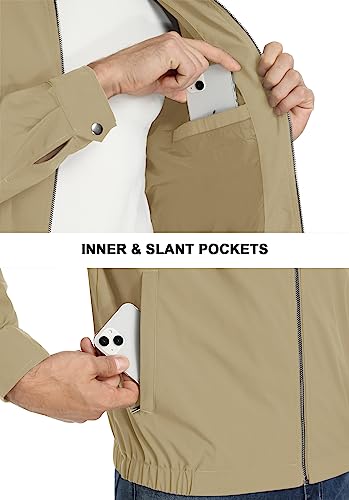 Tacvasen Men's Casual Lightweight Jacket Active Bomber Jacket Windbreaker Khaki, 2Xl #TOP3