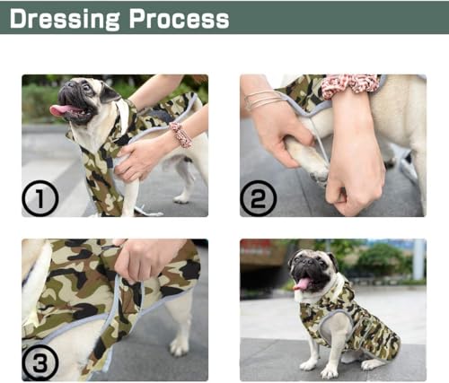 Etechydra Winter Hundejacke with Abnehmbarem Hut, Hundemantel Wasserdicht Reflektierend Hund Mantel Warme Hoodie Fleece Welpenmantel, Jacken für Kleine Mittlerer Große Hunde, Grün, S