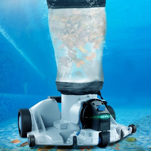 Automatic Leaf Robotic Pool Vacuum Cleaner Heavy‑Duty Pool Opening Heavy Debris 360° Ultra‑Wide Suction Inlet, 1.85‑Gal X-Large Bag, 62 GPM Flow, 90‑Min, AutoPark - Ideal for Inground Aboveground Pool