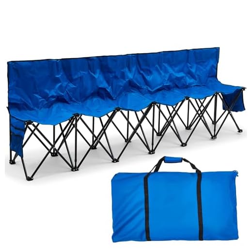 Kigley Folding Soccer Bench Chair Portable Team Sports Sideline Bench for Football Camp Travel Events Outdoor Seating with Storage Bag (Blue)