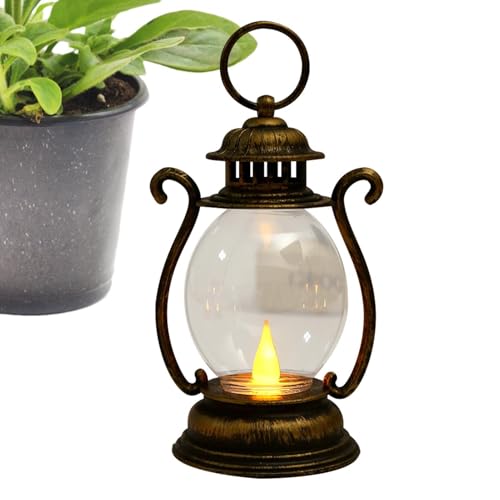 Lámpara vintage con pilas - Lámpara de noche pequeña, lámpara de mesa LED retro | Iluminación de decoración del hogar para dormitorio, sala de estar, patio y mesa, luz cálida portátil para un ambiente