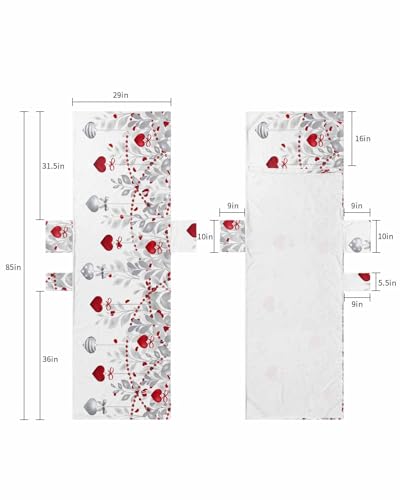 Red Grey Love Heart Beach Lounge Chair Towel Cover, Soft Chaise Lounge Towel with Side Pockets Patio Pool Chairs Cover for Beach/Pool Sunbathing 29x85 Valentine Botanical