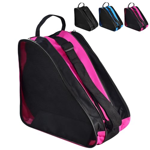 SLTAXAR Borsa Pattini Borsa per Pattini a Rotelle Traspirante a Triangolo Borsa per Pattini in Linea in Tessuto Oxford Borsa Porta Pattini Ghiaccio Borsa Portapattini con Tracolla Regolabile, Rosa