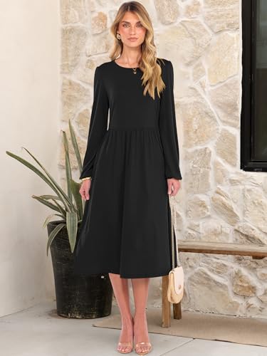 Knox Rose Women's Long Sleeve Tiered Midi Dress - Black product image