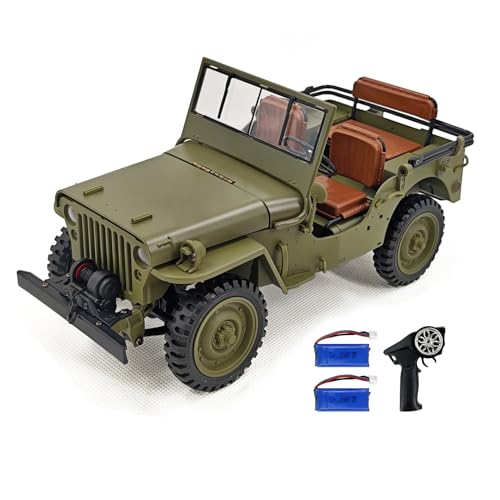 GoolRC 1:14 Coche de control remoto, 2.4G 4x4 Coche RC Crawler Truck con Luces LED y Efectos de sonido, RC Car Adecuado para todos los terrenos (Verde)