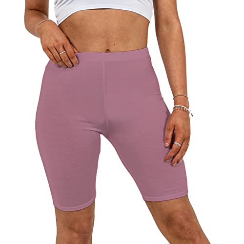 Image of Missloved Ladies Womens Cycling Dancing Gym 1/2 Leggings Active Casual Shorts (Rose Pink, 12-14)