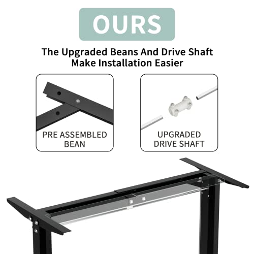 Furmax Standing Desk 55 X 24 Inches Electric Height Adjustable Desk Computer Desk T-Shaped Metal Bracket Desk With Memory Settings, Wood Tabletop, And Holes For Routing Cables, Brown #TOP4