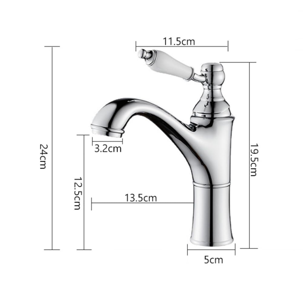 Rubinetto Lavabo Rubinetto Bagno, Stile Anticato Vintage Ottone Monocomando Miscelatore Bagno, Miscelatore Lavabo, Cromo, Argento