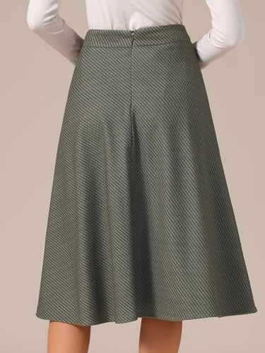 Allegra K Women's Houndstooth Plaid Midi Skirt Vintage High Waist Fall Winter A-Line Skirts4