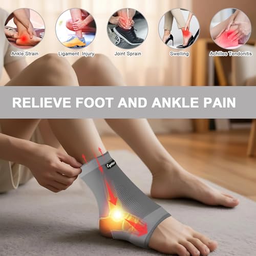 Image of eYotto Ankle Compression Sleeve, Ankle Brace Socks for Men & Women (1 Pair) | Non-slip, Lightweight,Breathable, Plantar Fasciitis, Sprain Relief, Breathable Foot, Ankle Compression Support for Swelling
