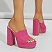 azmodo Elegant High Chunky Heel Mule Sandals for Women Chic Platform Summer Slip-Ons Block Heel Wedge Shoes with Knit Upper Fashionable Dressy Evening Party Shoes (Pink, 10)