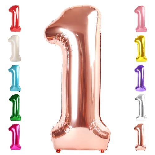 Image of 1 Balloon Numbers Birthday Decorations, 40In Rose Gold Balloons for Party | Eye-catching Appearance, Perfect Decorative Centerpieces, Convenient Self-sealing Structure, Widely for Various Occasions