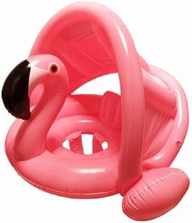 mciskin Flamingo Baby Pool Float with Canopy Inflatable Swimming Floats for Kids,Swimming Ring with Safety Seat Infant Floaty,Toddler Swimming Pool FloatPink