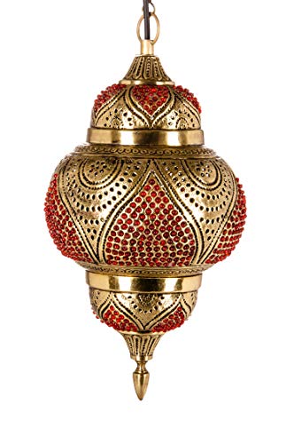 Orientalische Messing Lampe Pendelleuchte Gold Abidah 38cm E27 Lampenfassung | Marokkanische Design Hängeleuchte Leuchte… – Bild 3