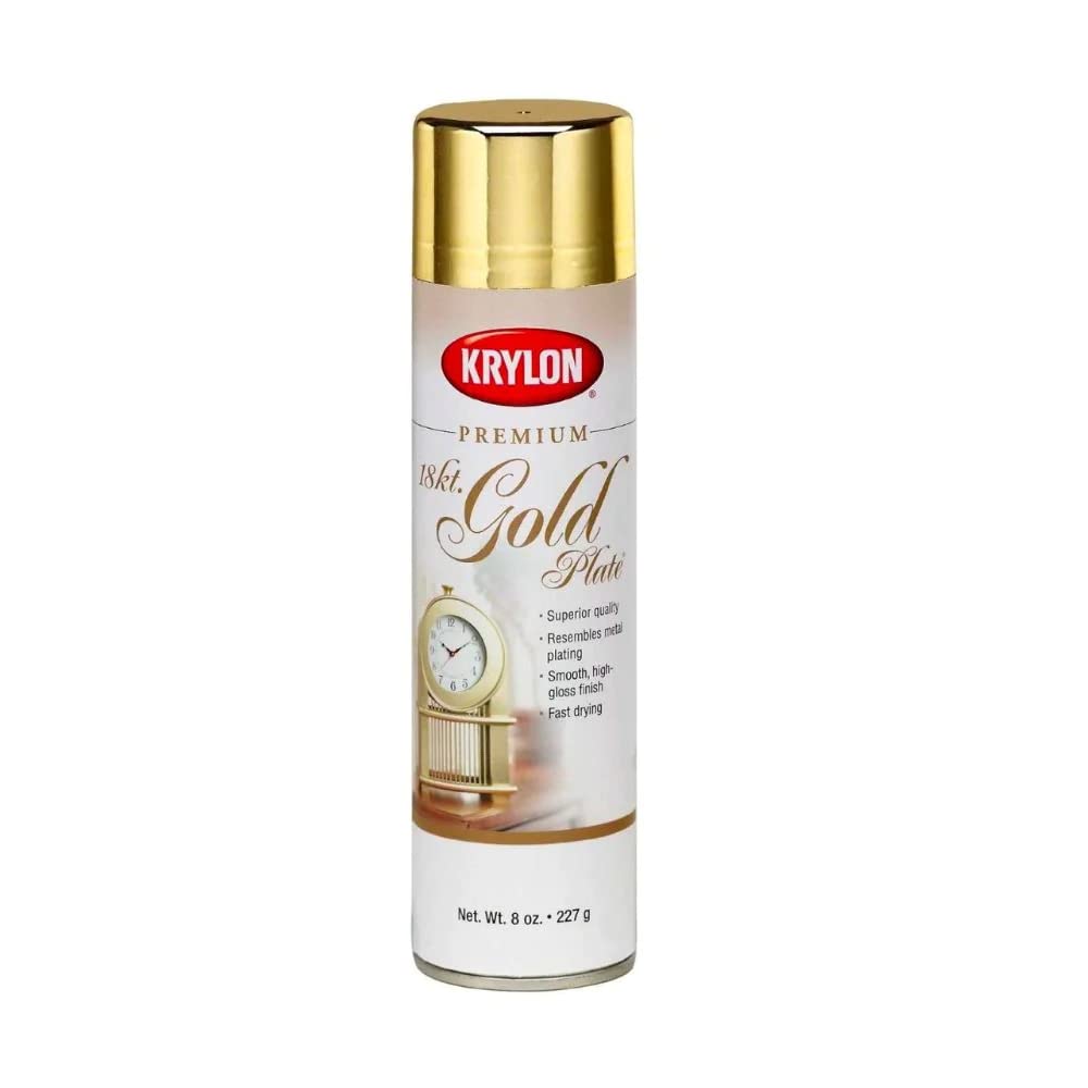Krylon K01000A07 Premium Metallic Spray Paint, 18K Gold - 8oz